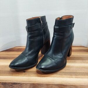 Madewell Sammie Leather Ankle Boot Women 10 Black Block Heel Pointed Toe Booties